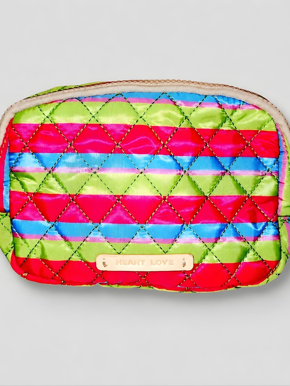 Heart Love Quilted Mini Belt Bag in Pink & Green